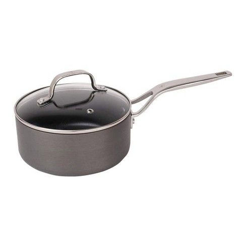 Swiss Diamond Hard Anodized Induction Sauce Pan with Tempered Glass Lid,  7, 2 QT