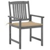 vidaXL Patio Chairs with Cushions 2 pcs Gray Solid Acacia Wood - 3 of 4