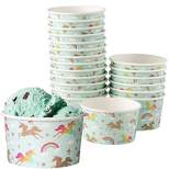 Juvale 100 Count Rainbow Unicorn Disposable Paper Ice Cream Sundae Cups Yogurt Dessert Bowls 8 oz Party Supplies