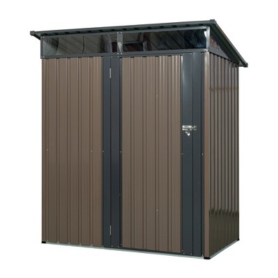 Outdoor Metal Storage Shed With Sliding Doors Padlock Aluminum Frames Easy Assembly Tool Storage Shed For Backyard Garden Patio Lawn