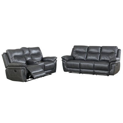 Isabella Upholstered Sofa and Loveseat Set Gray - Steve Silver Co.: Recliner Furniture for Living Room, Faux Leather