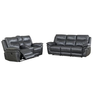 Isabella Upholstered Sofa and Loveseat Set Gray - Steve Silver Co.: Recliner Furniture for Living Room, Faux Leather - 1 of 4
