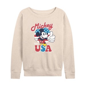 Women's - Disney - Americana Lightweight French Terry Wide Neck Long Sleeve Shirt - 1 of 4