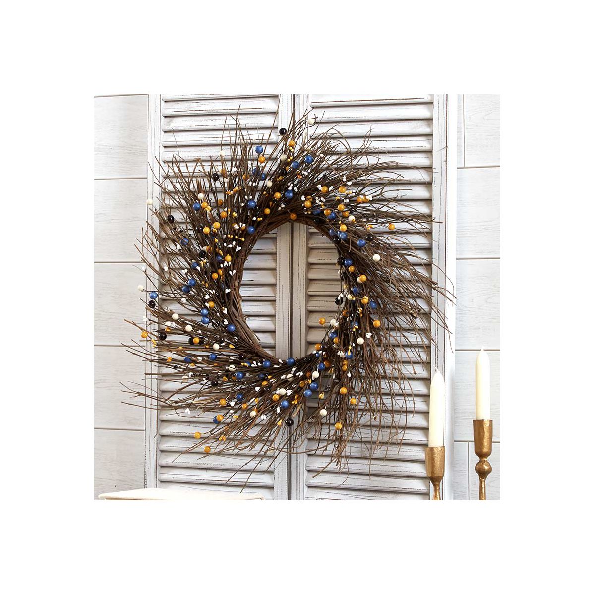 The Lakeside Collection Colorful Country Berry Wreath, Garland or LED Candle - - thumbnail 2