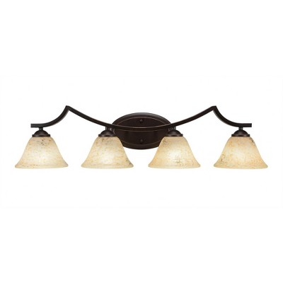 Toltec Lighting Zilo 4 - Light Vanity in  Dark Granite with 7" Italian Marble Shade