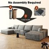 135 Inch Modern Plush Corduroy Fabric Cloud Sectional Sofa with 1 Ottoman Comfort Black U Shaped Sofa for Living Room - 4 of 4