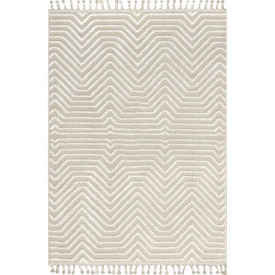 Image of Nuloom Briallyn Chevron 5x8 Indoor Area Rug for Living Room Bedroom Dining Room Kitchen, Beige/Ivory