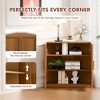 31 in. Tall Wood Grain Corner Storage Cabinet in Natural Wood Color, Storage Organizer with Adjustable Shelves for Bedroom Living/Dinning Room - 3 of 4