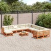 vidaXL 12 Piece Patio Sofa Set with Cushions - Wax Brown Solid Wood Pine - 3 of 4