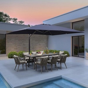 PURPLE LEAF Rectangle Patio Umbrella with Base Large Cantilever Outdoor Offset Umbrella with 360-degree Rotation for Garden Deck Backyard Pool - 1 of 4