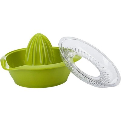 Green Polypropylene Manual Citrus Juicer with Transparent Strainer
