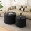 Nesting Coffee Table Set of 2 with Honeycomb Design, Modern Round Drum Tables for Living Room and Bedroom - 2 of 4