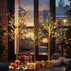 Costway 4’ 5’ 6’ Lighted Birch Tree Set Artificial Christmas Tree with 96 + 72 + 48 Warm White LED Lights - 2 of 4