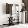 Dolonm 35.4 Inch Black Multi-function TV Stand with Adjustable Height, Swivel Bracket & 3-Tier Tempered Glass Shelves for 32-65 Inch TVs - 2 of 4