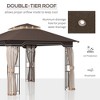 10' x 12' Patio Gazebo Outdoor Canopy Shelter with Double Tier Roof and Nettings for Garden Lawn Backyard Deck - 4 of 4