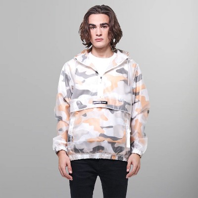 Members Only Mens Printed Camo Transluscent Pullover Half Zip Layering Jacket