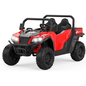 24V 4WD Electric Ride On Dump Truck with Motorized Dump Bed, Remote Control, LED Lights, Music, Two Seater - 1 of 4