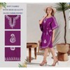 LA LEELA Women's House Daily Routine Evening Wear Short Sleeve Casual Bikini Cover-Up Vacation Mini Cover Ups for Women Dress 2X-3X Purple, Solid - 4 of 4