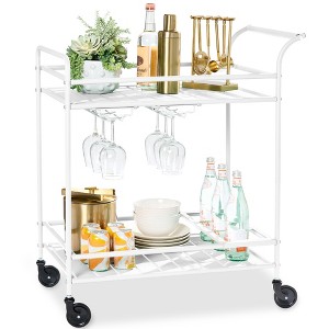 Best Choice Products 2-Tier Rolling Bar Cart Indoor/Outdoor w/ Storage Shelves, Wine Rack, Lockable Wheels - 1 of 4