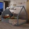 1 Full Bed Frame, Solid Wood House Bed with Fence and Window, No Box Spring Needed - Baofuwish - 3 of 4
