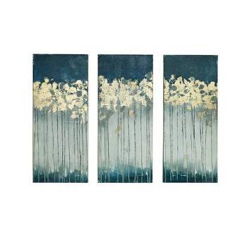 (Set of 3) 15" x 35" Forest Gel Coat Canvas with Gold Foil Embellishment 