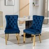 Velvet Dining Chair Set of 2,Upholstered Dining Chairs with Nailhead Trim for Dining Room,High Backrest Armless Kitchen Chairs-Cuddlewood - 2 of 4