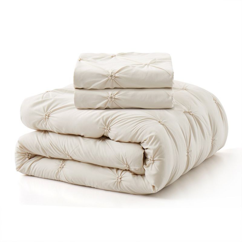 Peace Nest Pintuck Comforter Set, Bedding Set for All Season, Comforter and Pillowcases Set, Cream, 1 of 7