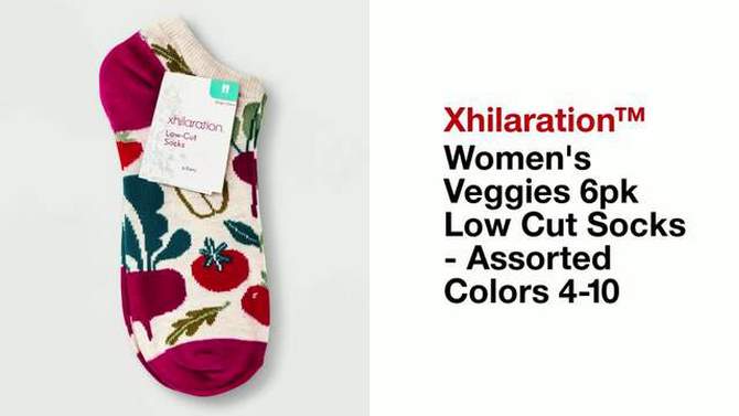 Women&#39;s Veggies 6pk Low Cut Socks - Xhilaration&#8482; Assorted Colors 4-10, 2 of 5, play video