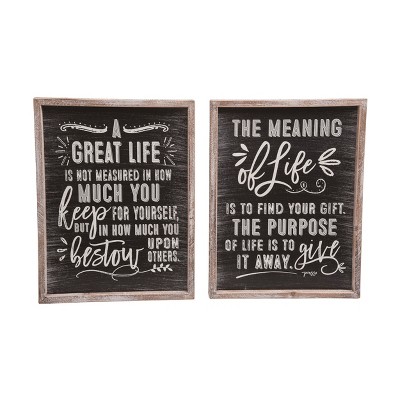 Transpac Wood Chalkboard Motivational Sign Set of 2 Spring Home Decorations