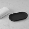 LunaLulinlk Soap Dish Rubberized Plastic Ribbed Accessory Tray, Black - 2 of 4