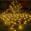 Joyfy 100 Bulbs Warm White Christmas Net Lights 4ft x 4ft, Xmas Indoor/Outdoor Mesh Lights for Christmas Eve Night Xmas Tree Party Bushes Decoration - 2 of 4