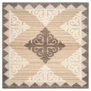Brown/Charcoal Solid Knotted Square Area Rug - (7