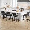 Set of 2 Counter Height Bar Stools 26" with Arms - Upholstered Modern Kitchen Island Stools with Wood Back, Footrest & Wider Seat, Easy Assembly - 4 of 4