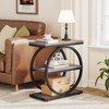 CAVINAS Industrial Style Narrow Wood Coffee Table with 3 Shelves,Slim Round End Table for Bedroom,Living Room,Living Room Furniture - 2 of 4