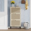 TiramisuBest Rattan 3 Door Shoe Rack, Freestanding Modern Shoe Storage Cabinet, for Entryway - 2 of 4