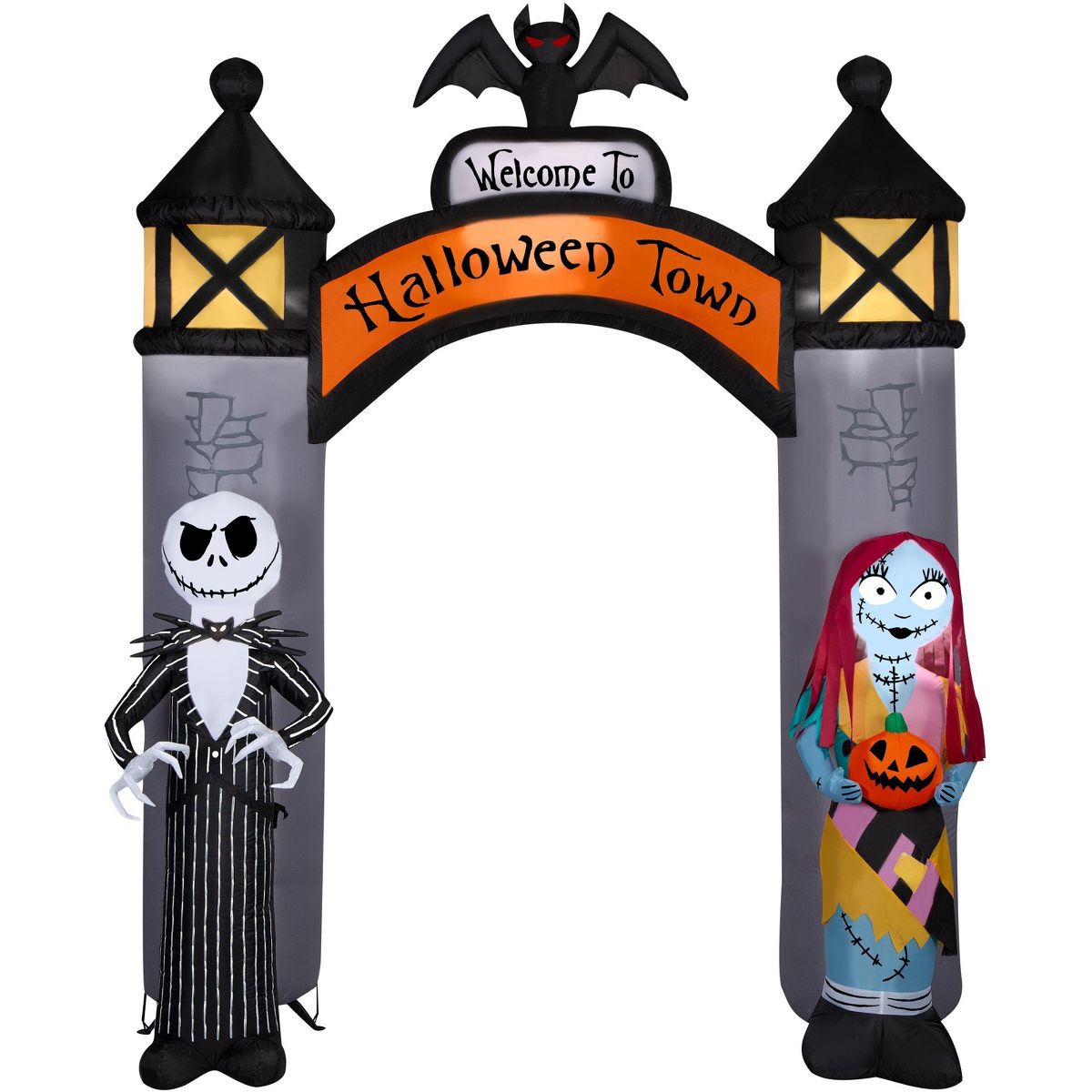 Nightmare Before Christmas Airblown Inflatable NBC Welcome to Halloween Town Archway Disney, 8.5 ft Tall, Grey