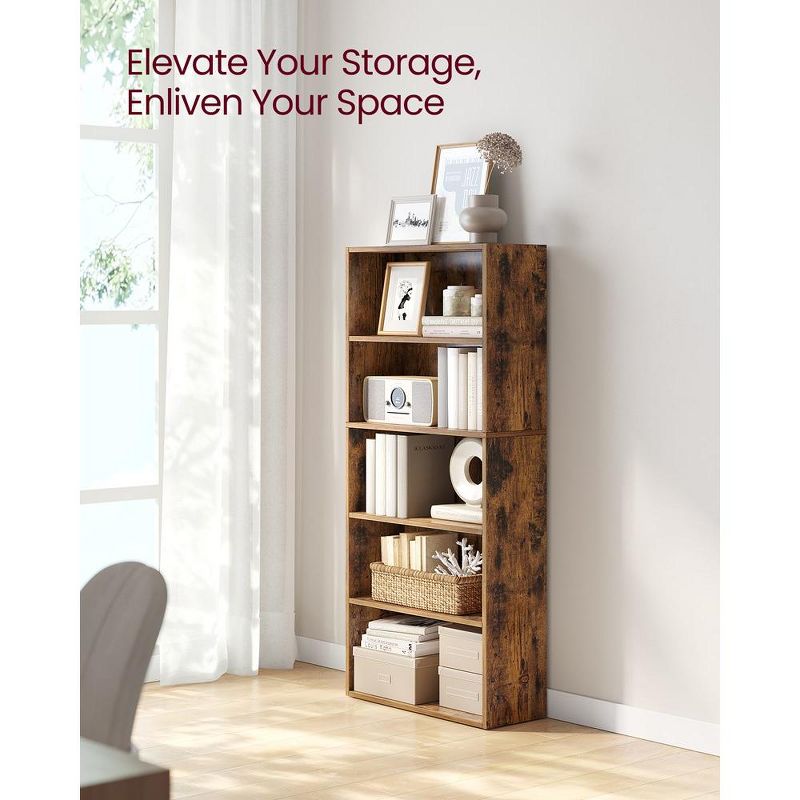 VASAGLE Bookshelf, 23.6 Inches Wide, 5-Tier Open Bookcase with Adjustable Storage Shelves, Floor Standing Unit, 3 of 6