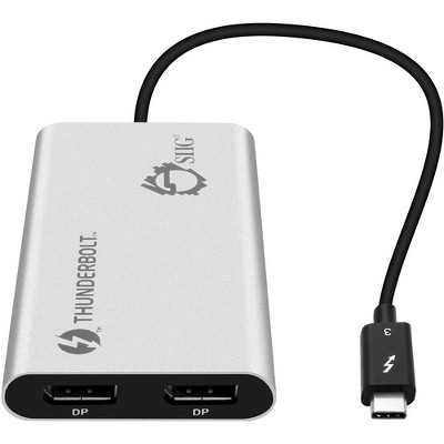 SIIG Thunderbolt V3 (USB-C) to Dual DisplayPort Adapter - DP, 1.2 4K@60Hz - 10.60" DisplayPort/USB A/V Cable for Monitor, Audio/Video Device, Notebook