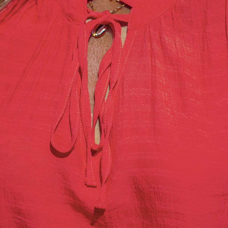 Women's Red Tie Neck Sleeveless Top - Cupshe, 3 of 6