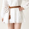 Anna-Kaci Women's Braided Faux Leather Waist Belt with Tassel Tie Detail 67in - Brown - 3 of 4