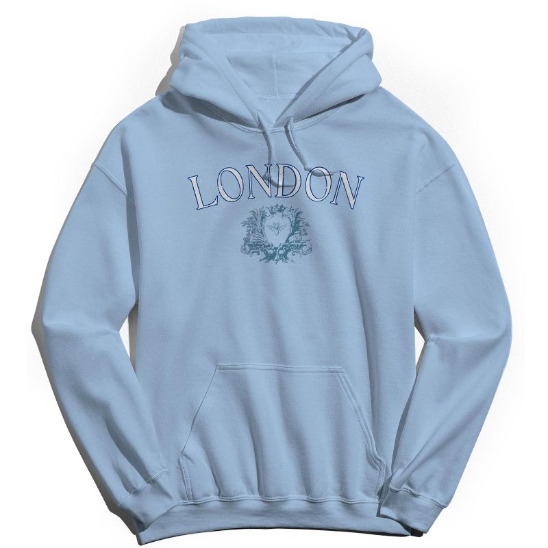 Rerun Island Women's London Long Sleeve Oversized Graphic Cotton Sweatshirt Hoodie - Light Blue XL, 1 of 4