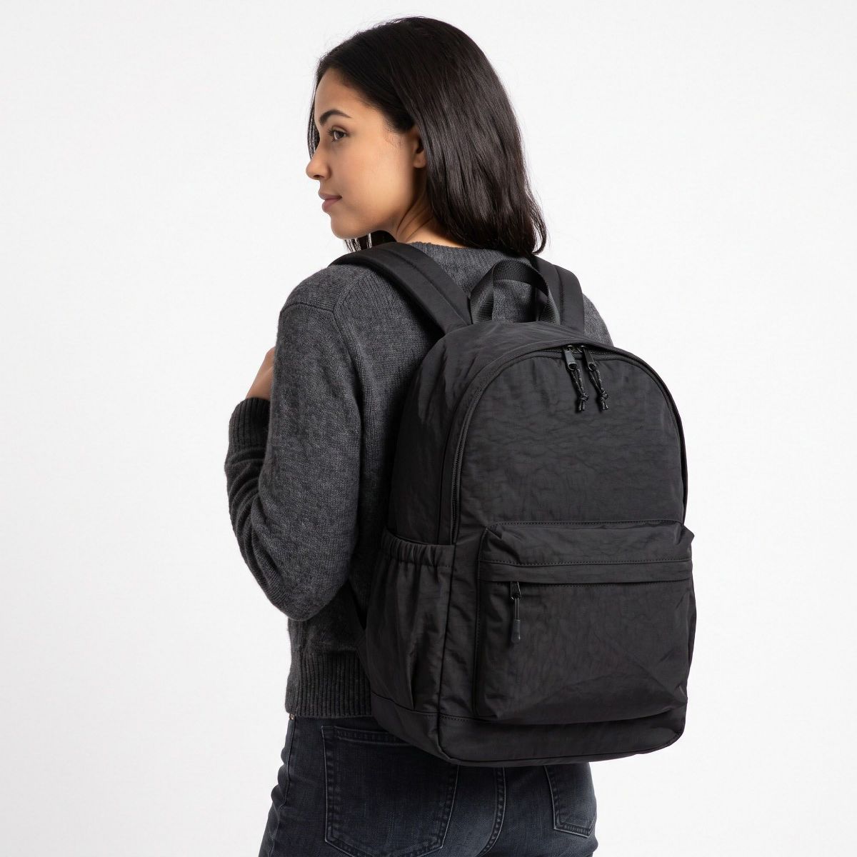 Alilang Lightweight Crinkle Multi-Pocket Backpack with Padded Straps and Side Pockets