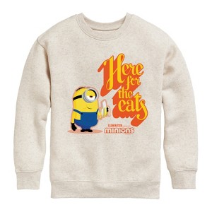 Boys' - Despicable Me Minions - Only Here For The Eats Graphic Long Sleeve Fleece Sweatshirt - 1 of 4