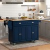 HOMCOM Rolling Kitchen Island Drop Leaf, Kitchen Cart on Wheels, Solid Wood Top Breakfast with Storage Drawers, Cabinets and Spice Rack - 3 of 4