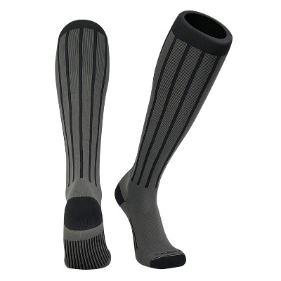 MK Socks Baseball Softball Pinstripe Knee high Socks - Black Graphite