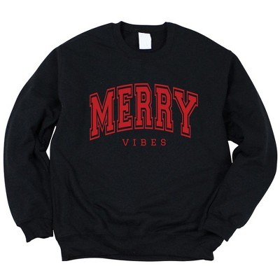 Simply Sage Market Women's Graphic Sweatshirt Merry Vibes Varsity Thick Outline