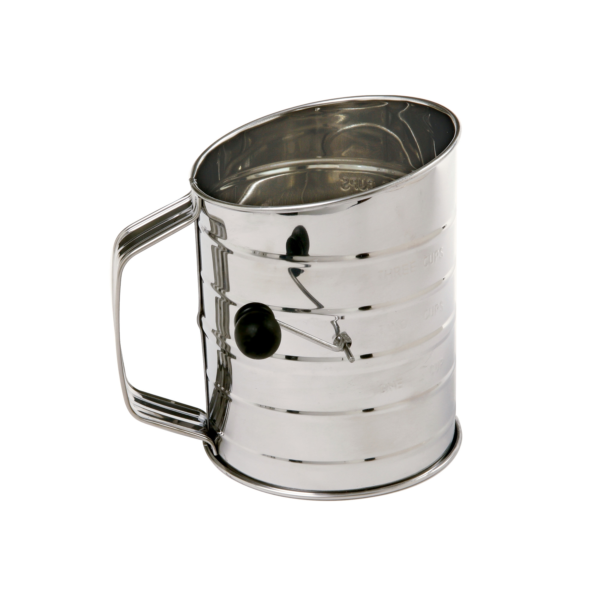Norpro 3-Cup Stainless Steel Rotary Flour Sifter, Hand Crank with 2 Wire Agitator