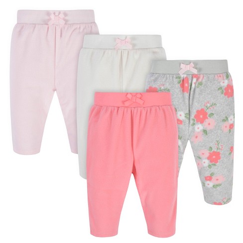 Gerber Baby Girls' Microfleece Pants, 4-pack, Pink, Gray & Black, Newborn :  Target