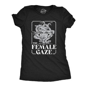 Womens The Female Gaze T Shirt Funny Staring Medusa Joke Tee For Ladies - Crazy Dog Women's T Shirt - 1 of 4