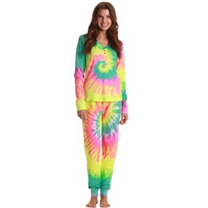 #followme Tie Dye 2 Piece Jogger Thermal Pajama Set for Women 6862-10575-XXL - 1 of 3